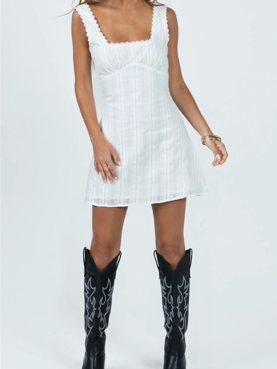 Princess Polly Dresses & Skirts - Princess Polly White Scalloped Square-Neck Mini Dress